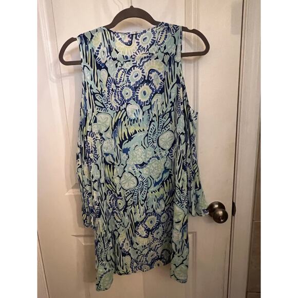 Lilly Pulitzer Benicia Tunic cold shoulder XXS Coastal Dress Blue Boho resort - Picture 6 of 12